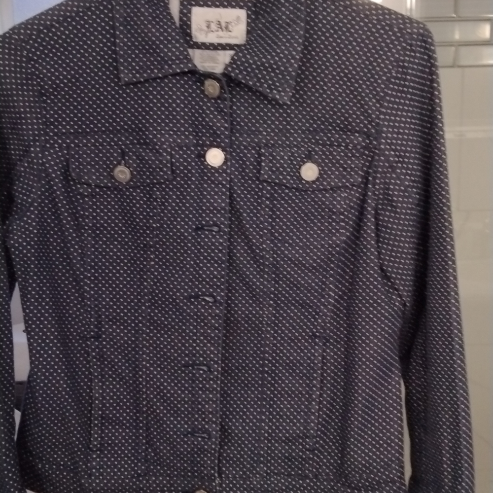Live a Little Size Small Navy Blue with white dots